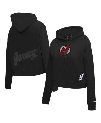 Pro Standard - Women's Black New Jersey Devils Jewels Cropped Pullover Hoodie