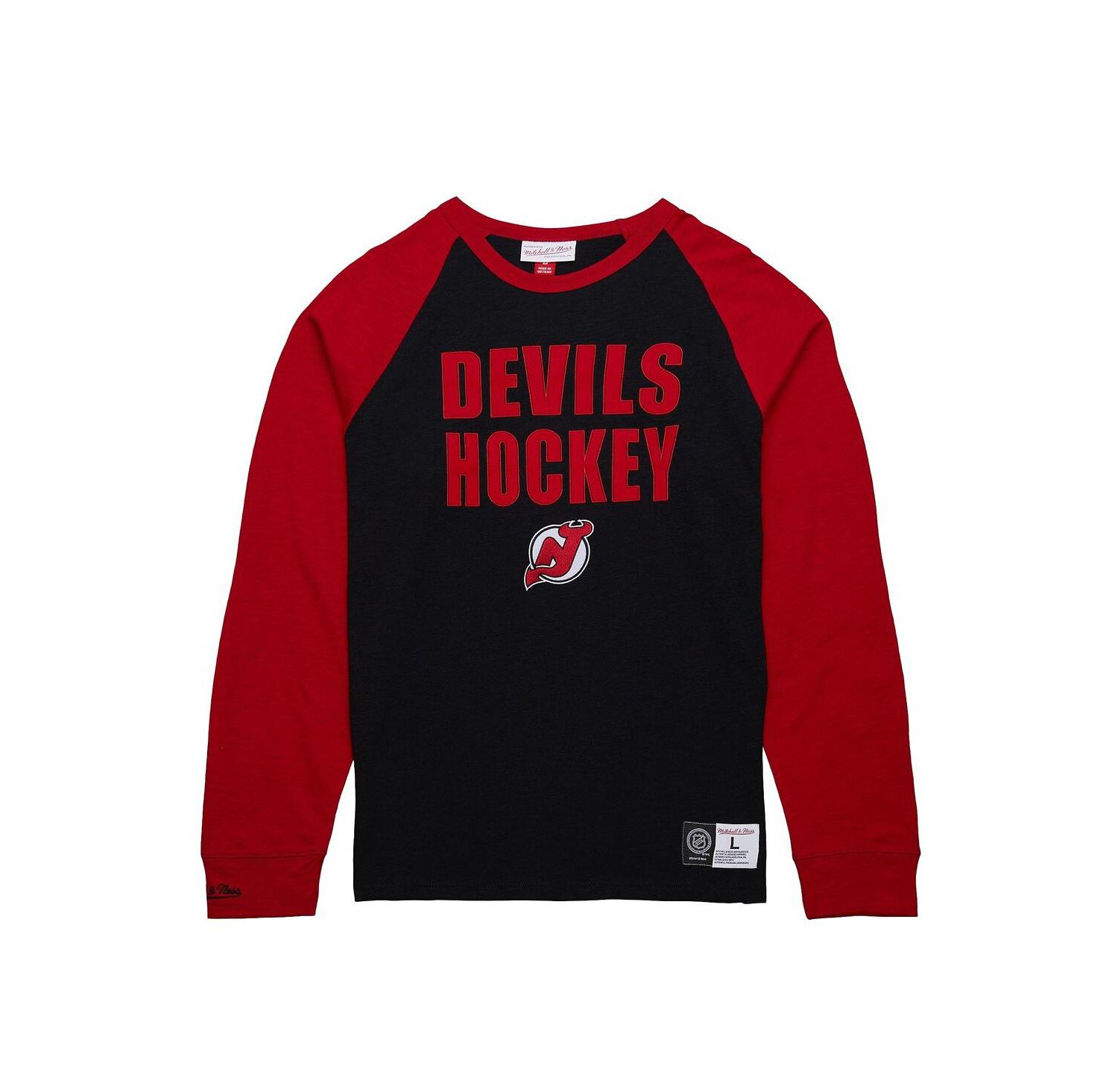 Men's Black/Red New Jersey Devils Legendary Slub Raglan Long Sleeve T-Shirt