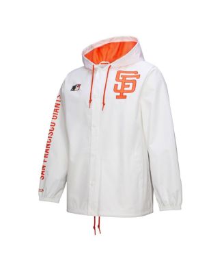 Men's White San Francisco Giants Vintage Full-Snap Hooded Coaches Jacket