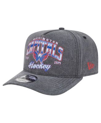 New Era - Men's Charcoal Washington Capitals Throwback Washed A-Frame Pre-Curved 9FIFTY Snapback Hat