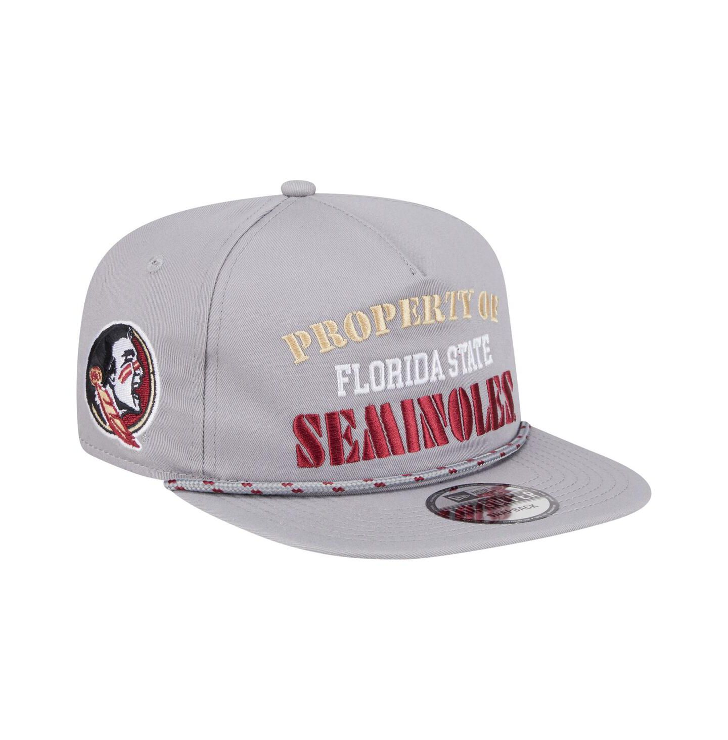 Мужская кепка New Era Gray Florida State Seminoles Golfer Vintage Adjustable Hat — фото 1