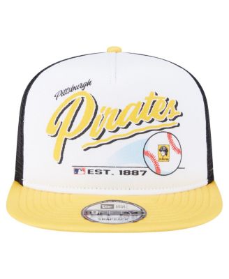 Men's White/Gold Pittsburgh Pirates Retro Script Trucker 9FIFTY Snapback Hat