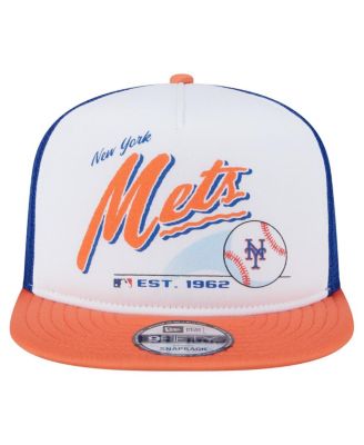 Men's White/Orange New York Mets Retro Script Trucker 9FIFTY Snapback Hat