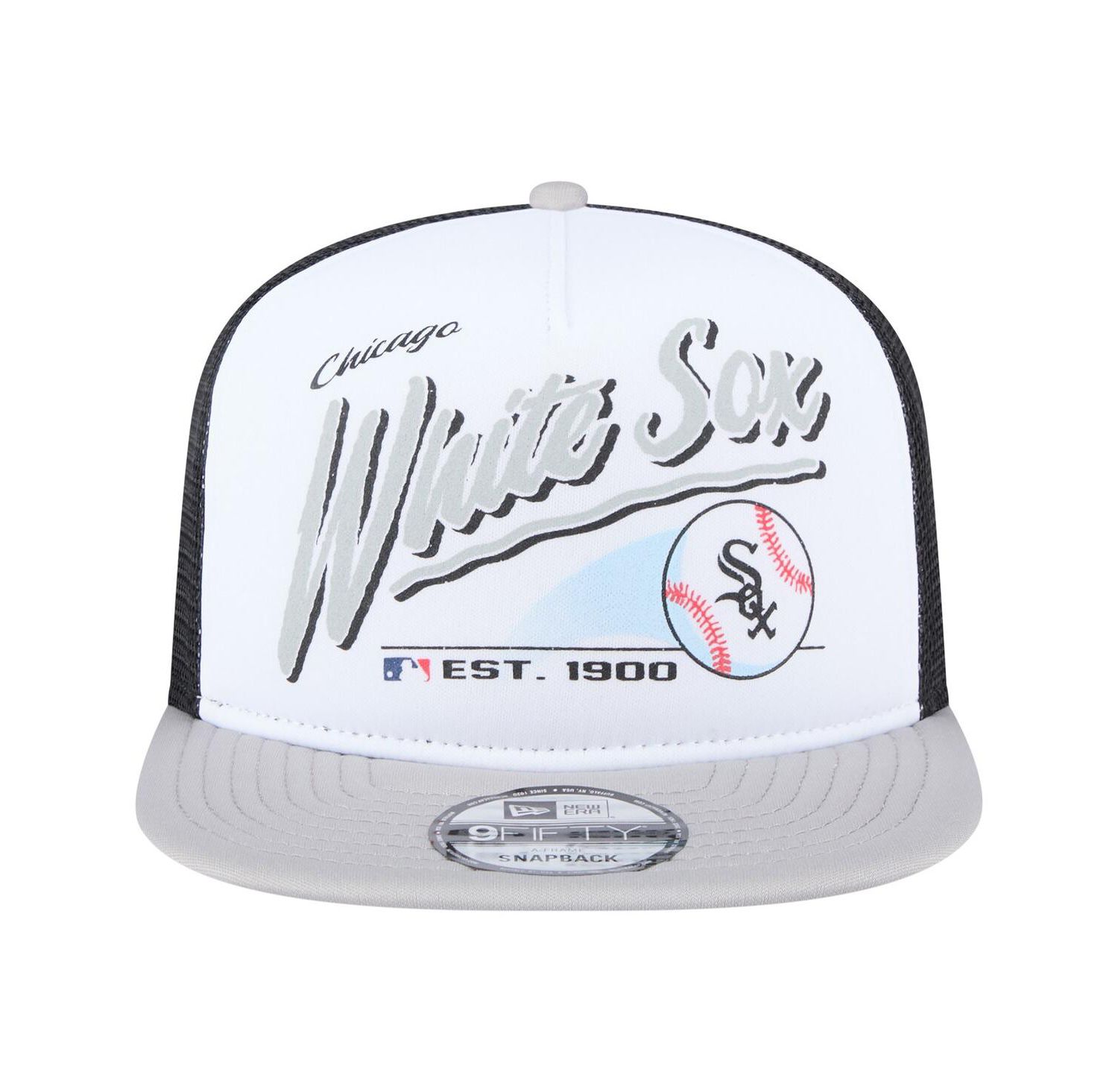 Men's White/Gray Chicago White Sox Retro Script Trucker 9FIFTY Snapback Hat