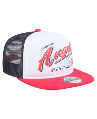 Men's White/Red California Angels Retro Script Trucker 9FIFTY Snapback Hat