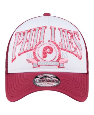 Men's Red Philadelphia Phillies Distressed 9FORTY A-Frame Adjustable Trucker Hat