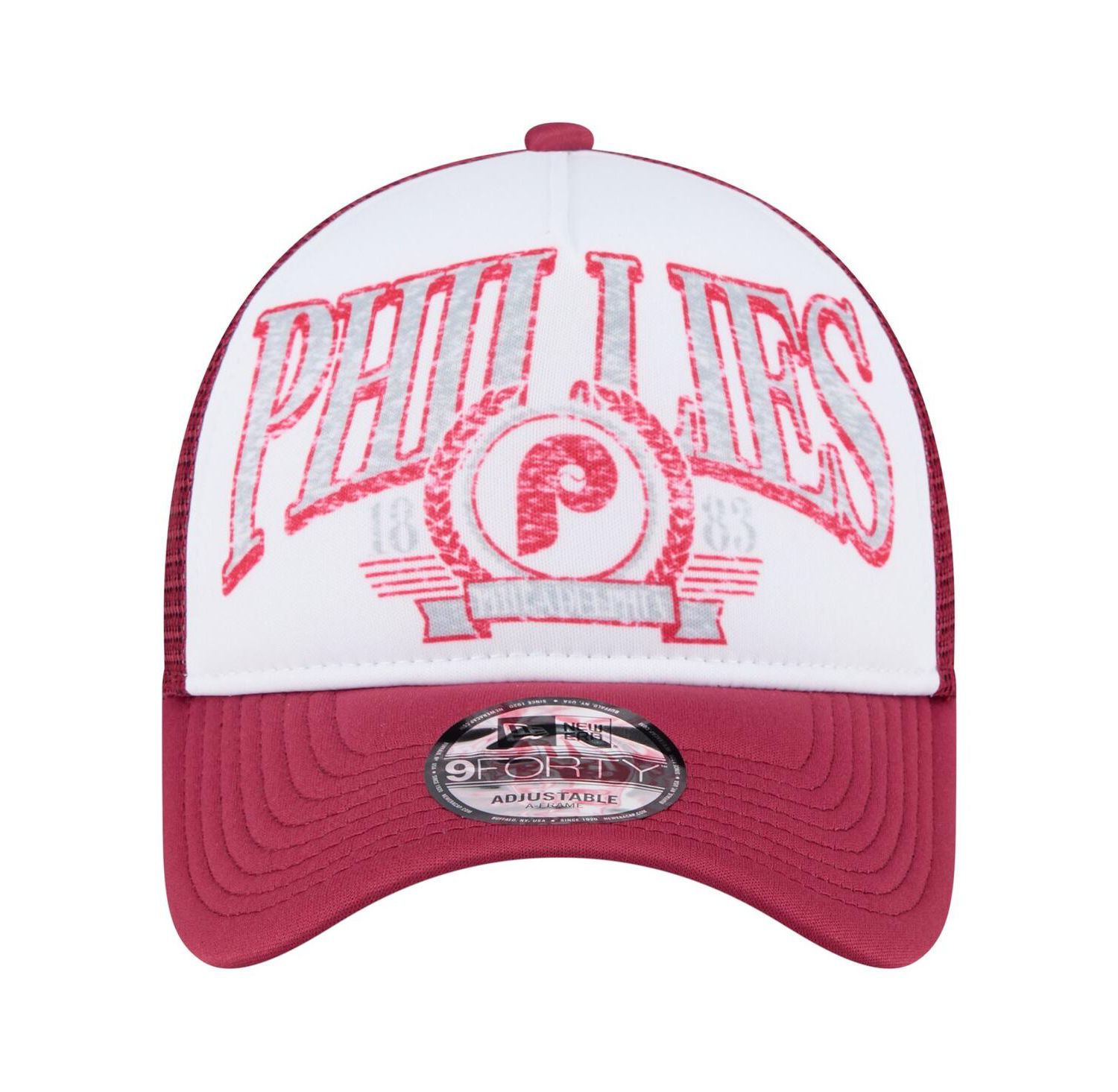 Men's Red Philadelphia Phillies Distressed 9FORTY A-Frame Adjustable Trucker Hat