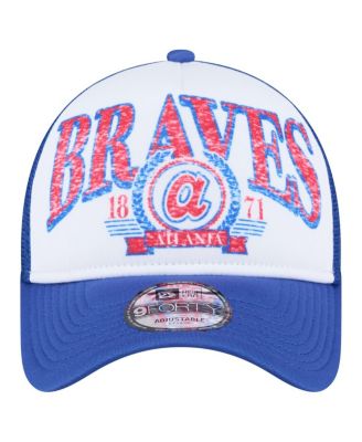 Men's White/Royal Atlanta Braves Trucker A-Frame 9FORTY Adjustable Hat