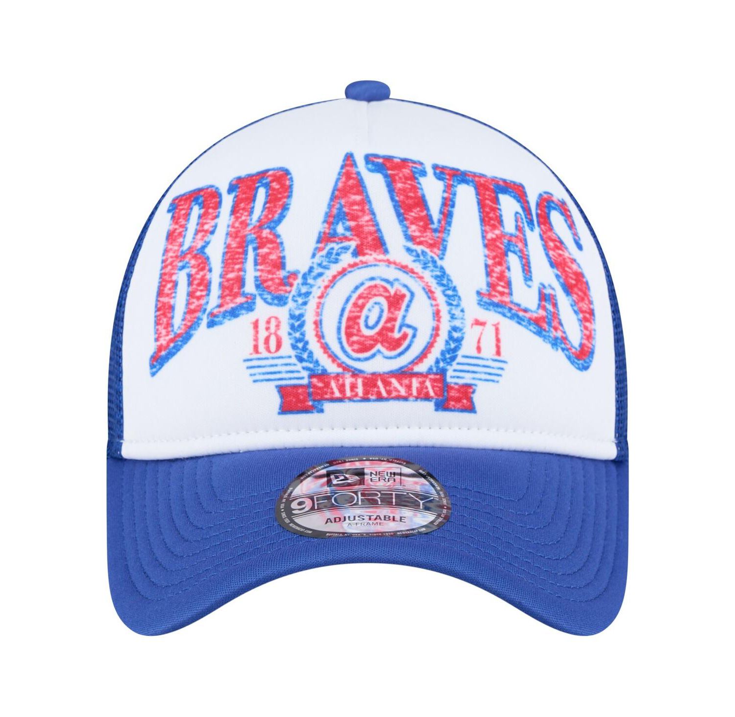 Men's White/Royal Atlanta Braves Trucker A-Frame 9FORTY Adjustable Hat