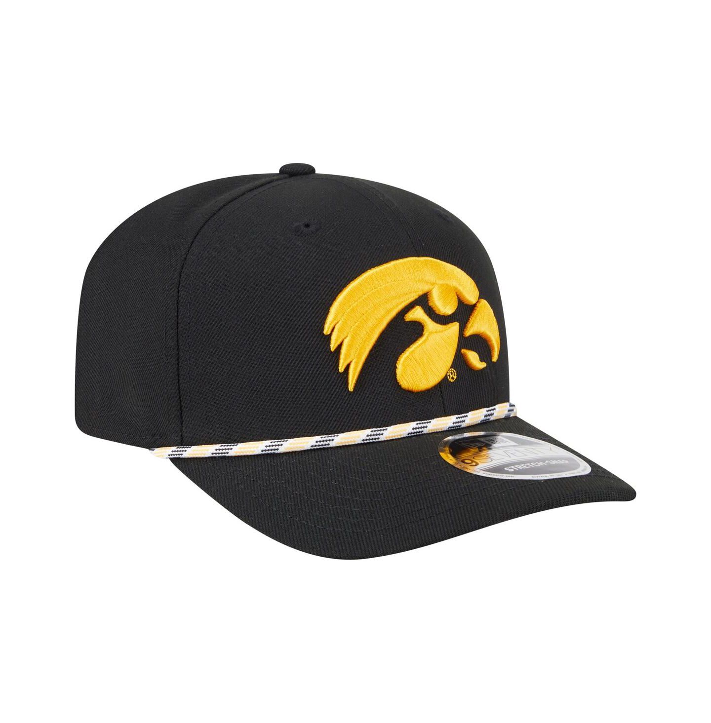 Мужской головной убор New Era Black Iowa Hawkeyes Game Day Multi-Rope 9SEVENTY Stretch-Snap Hat — фото 3