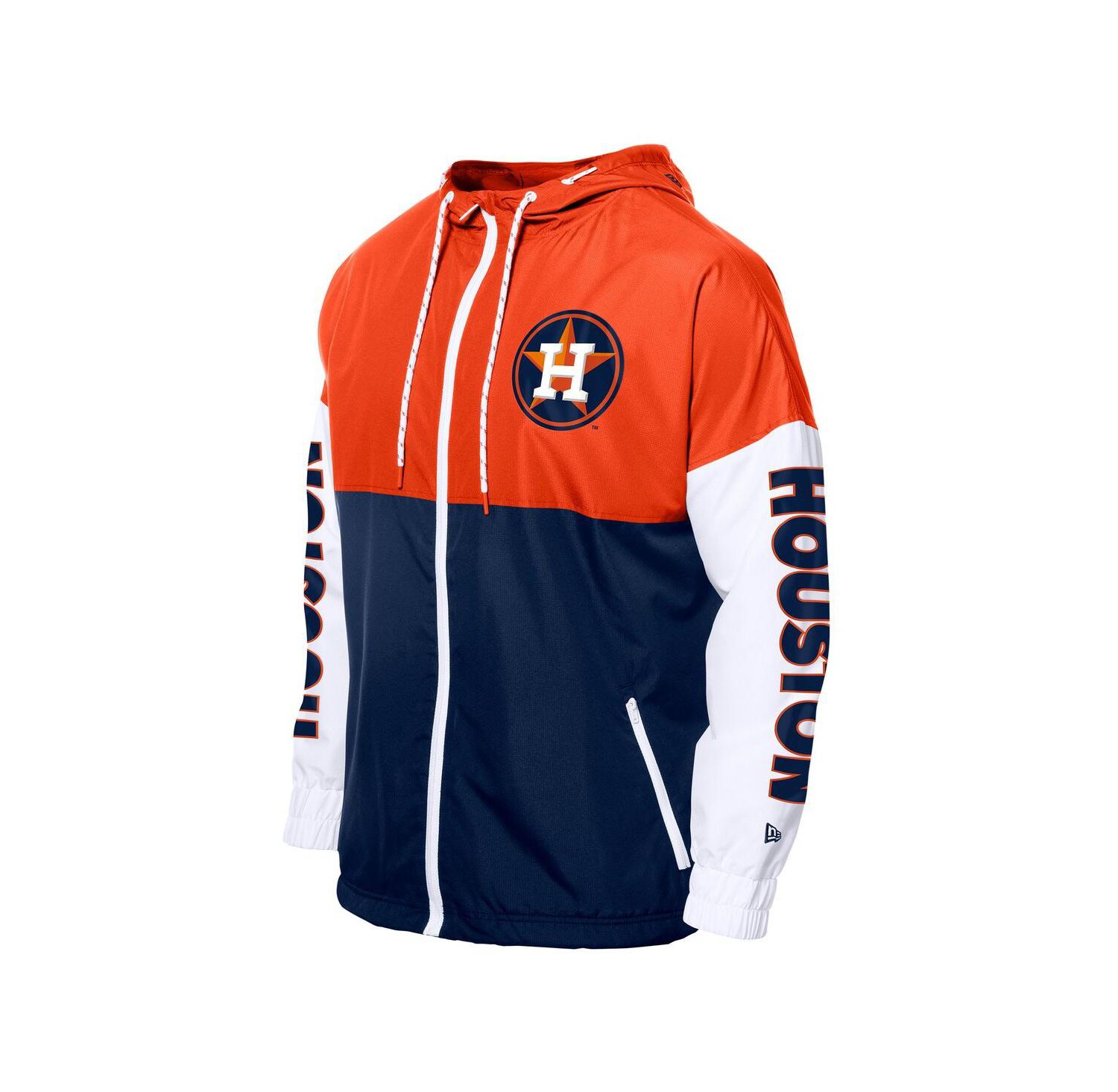 Men's Navy/Orange Houston Astros Color Block Full-Zip Hoodie Windbreaker Jacket