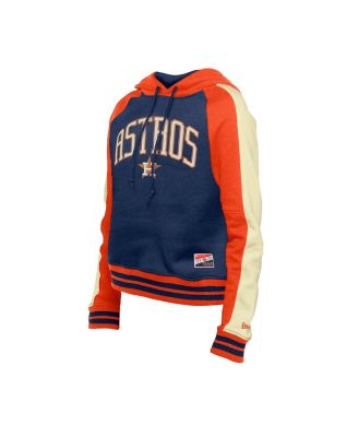 Women's Navy Houston Astros Cooperstown Collection Cropped Raglan Pullover Hoodie