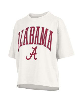Women's White Alabama Crimson Tide Nelson Arch Over Logo Waist Length Oversized Slub T-Shirt