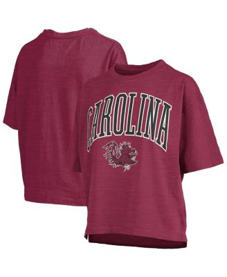 Pressbox - Women's Garnet South Carolina Gamecocks Nelson Arch Over Logo Waist Length Oversized Slub T-Shirt