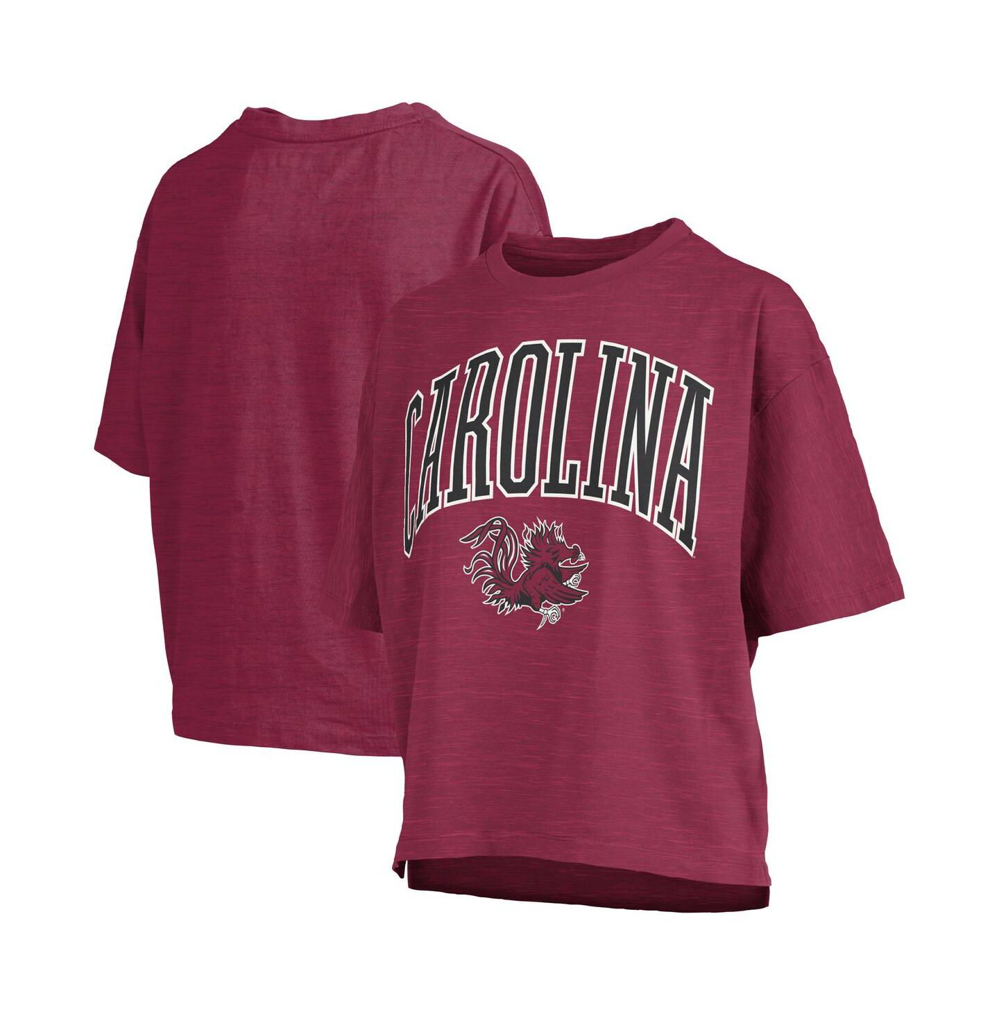 Женская футболка Pressbox Garnet South Carolina Gamecocks Nelson Arch Over Logo Waist Length Oversized Slub — фото 1