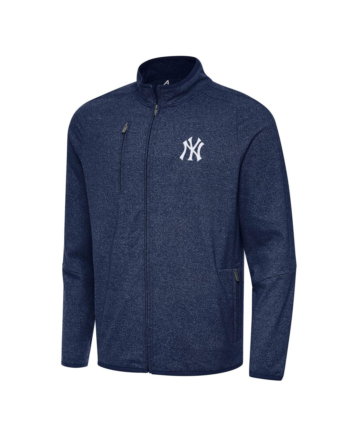 Men's Heather Navy New York Yankees Hold-Up Tri-Blend Full-Zip Jacket - Heather Navy