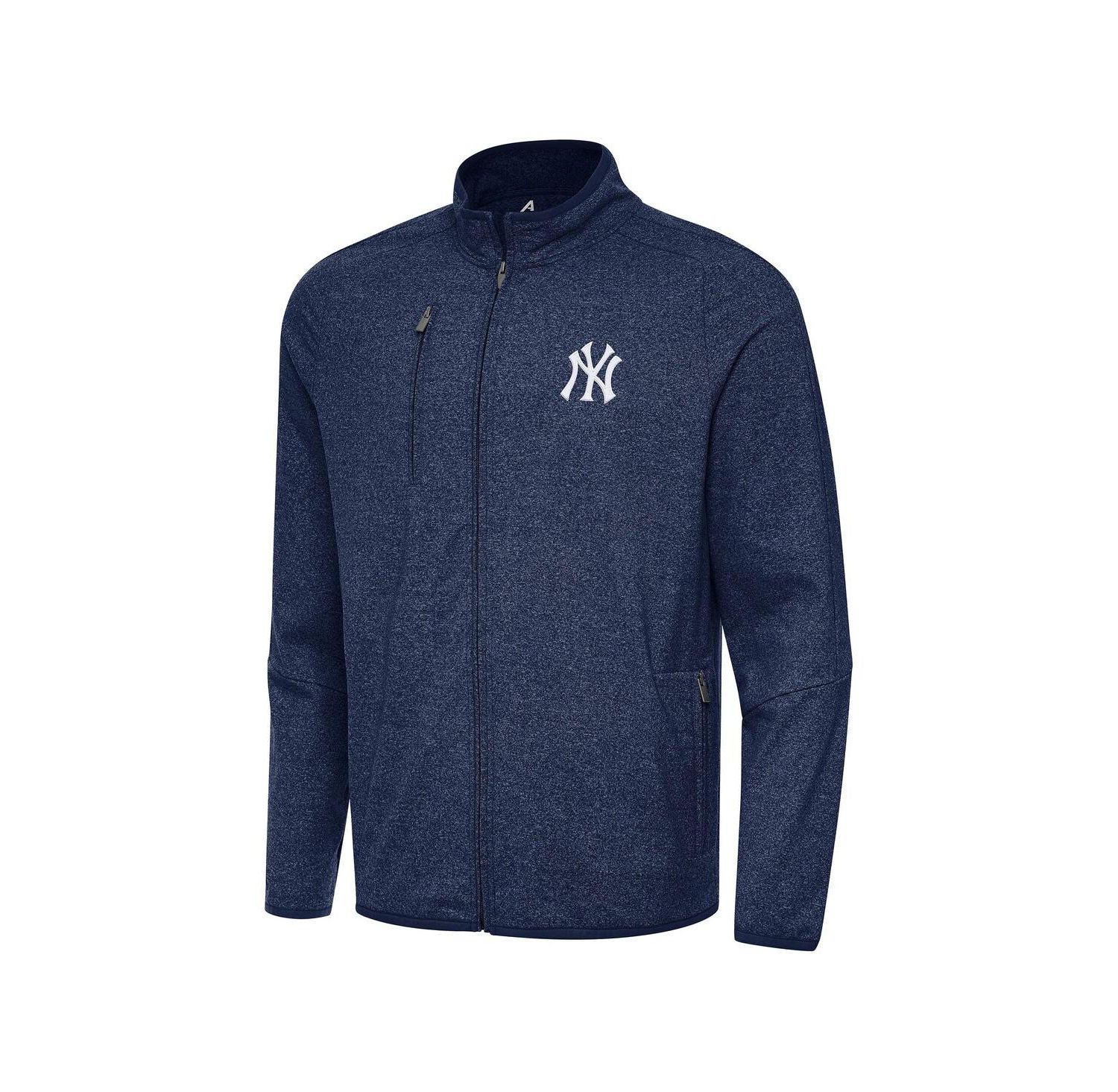 Men's Heather Navy New York Yankees Hold-Up Tri-Blend Full-Zip Jacket