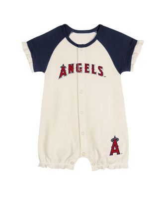 Baby Boys and Girls White Los Angeles Angels Slide Run Raglan Coveralls