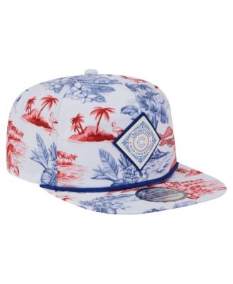 Men's White Chicago Cubs Printed Island Golfer Snapback Hat