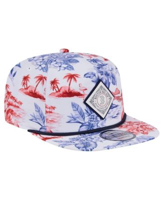 Men's White Boston Red Sox Printed Island Golfer Snapback Hat