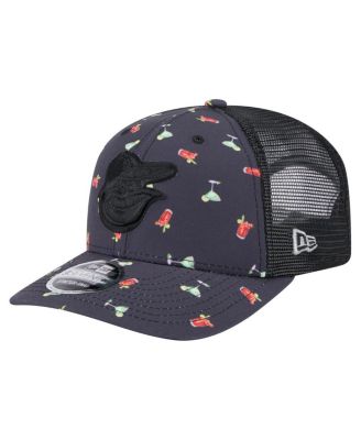 New Era - Men's Black Baltimore Orioles Adventure Drinks Pattern 9SEVENTY Stretch-Snap Hat