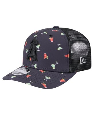 New Era - Men's Black Los Angeles Angels Adventure Drinks Pattern 9SEVENTY Stretch-Snap Hat