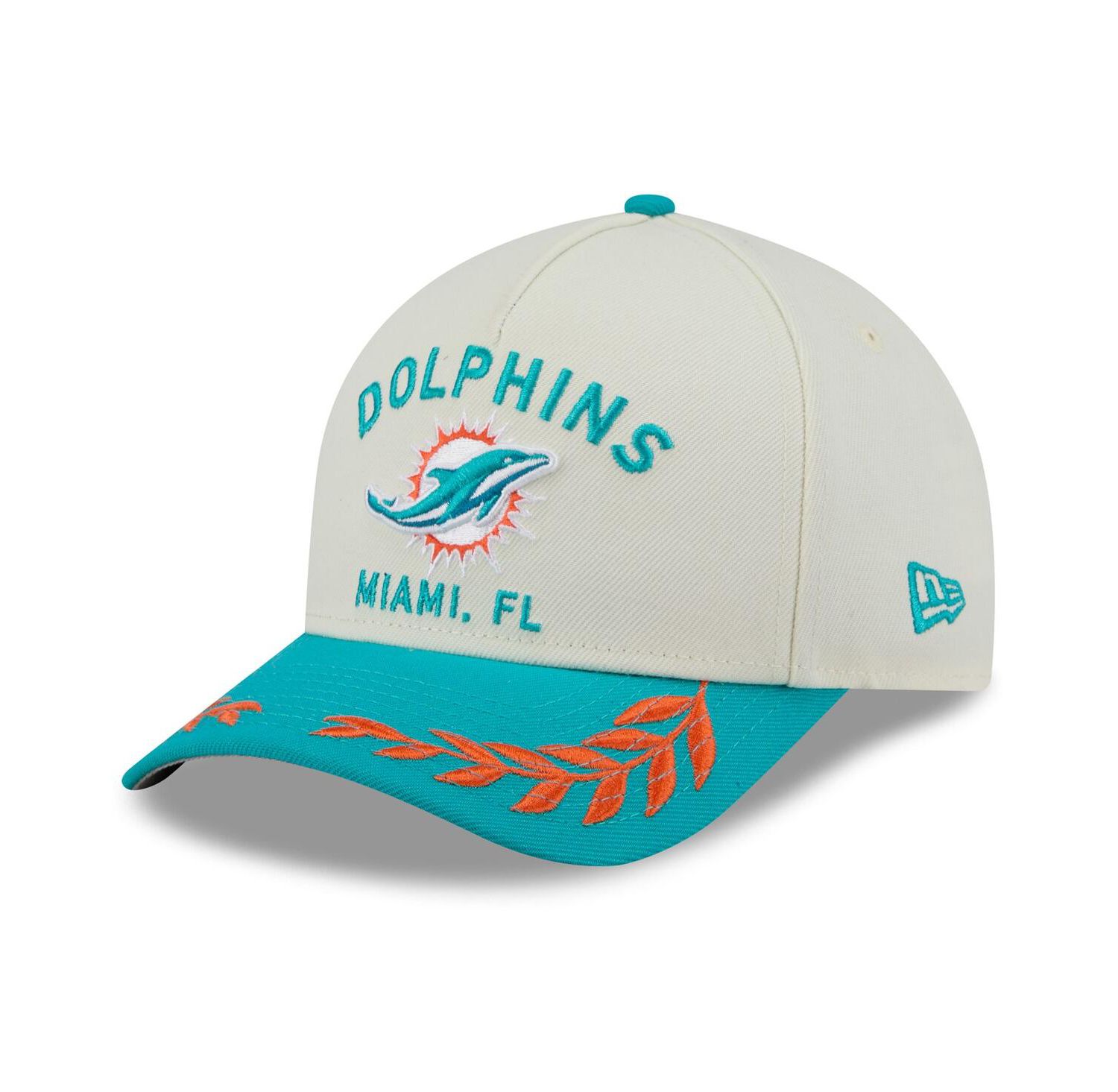 Men's Cream/Aqua Miami Dolphins 2025 NFL Draft 9FORTY A-Frame M-Crown Adjustable Hat