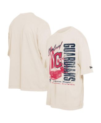 New Era - Men's Cream Cleveland Guardians Cooperstown Collection Oversized Throwback Distressed T-Shirt