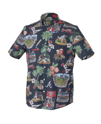 Men's Navy Atlanta Braves Scenic Tri-Blend Performance Button-Up Top