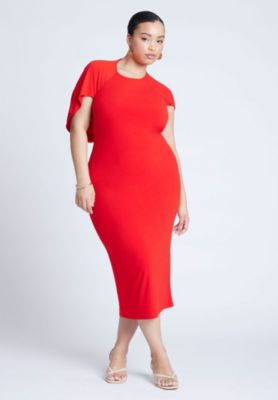 Women's Plus Size Cutout Back Midi Dress