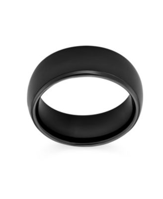 Plain Simple Wide Dome Silver Black Gold Plated Titanium Band Ring Comfort Fit 8MM