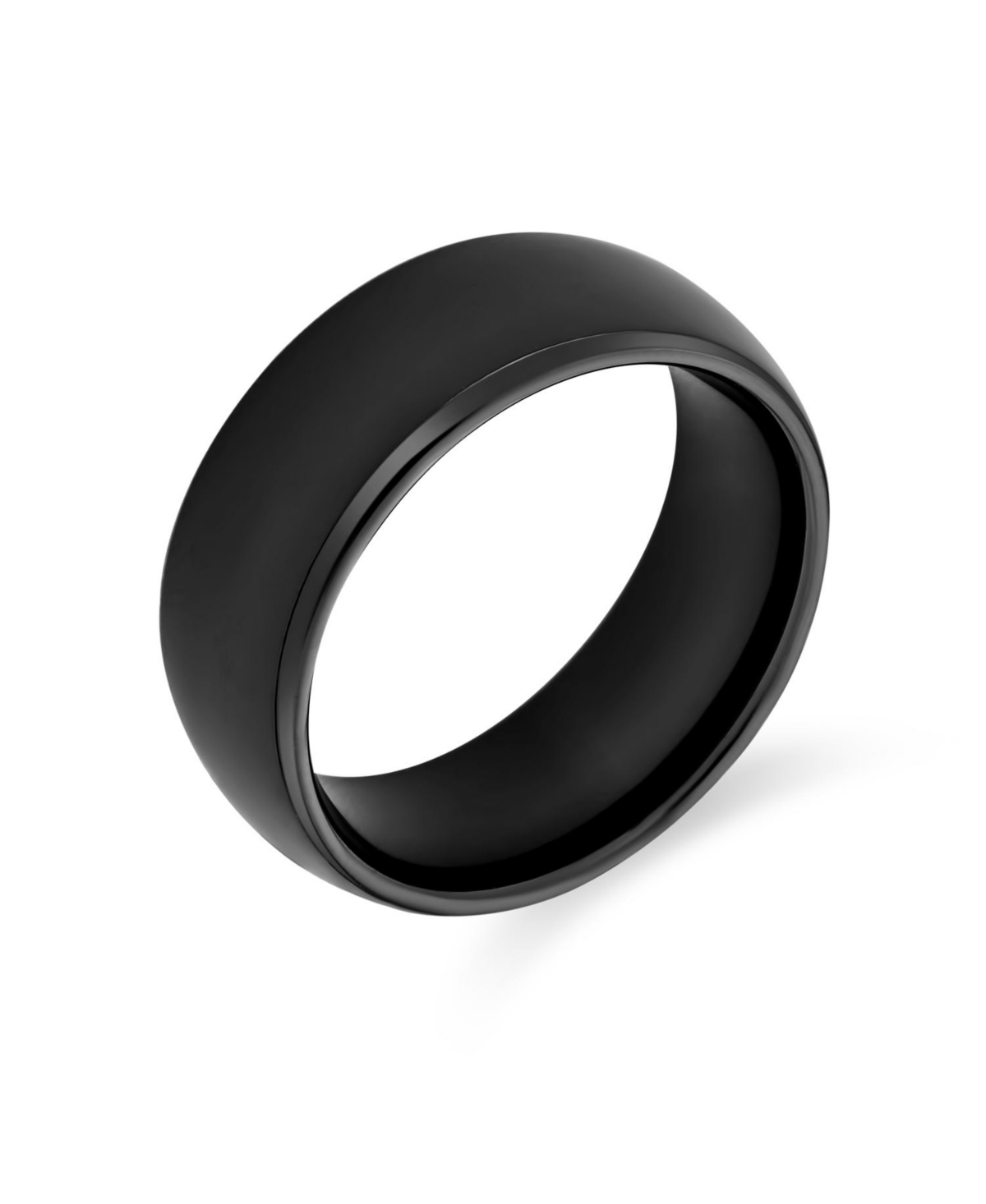 Plain Simple Wide Dome Silver Black Gold Plated Titanium Band Ring Comfort Fit 8MM - Black 8mm
