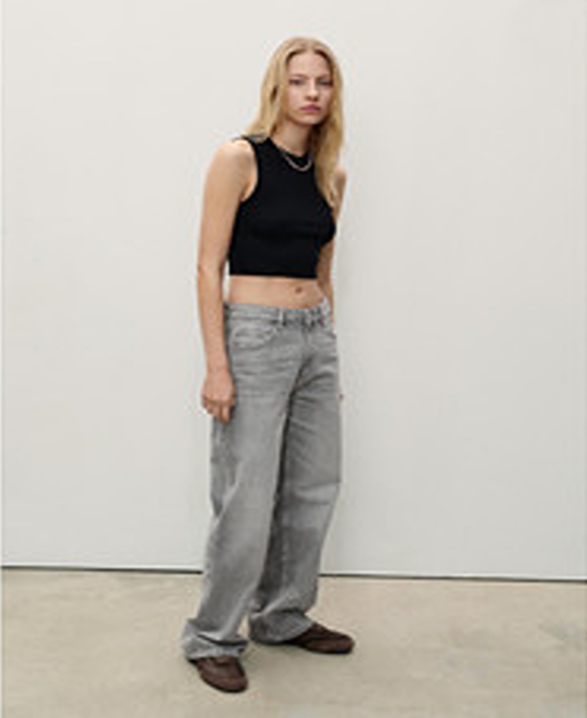 Mango High Waist Straight Leg Jeans In Gray