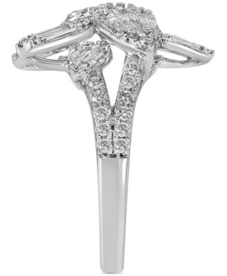 Diamond Flower Statement Ring (1 ct. t.w.) in 14k White Gold