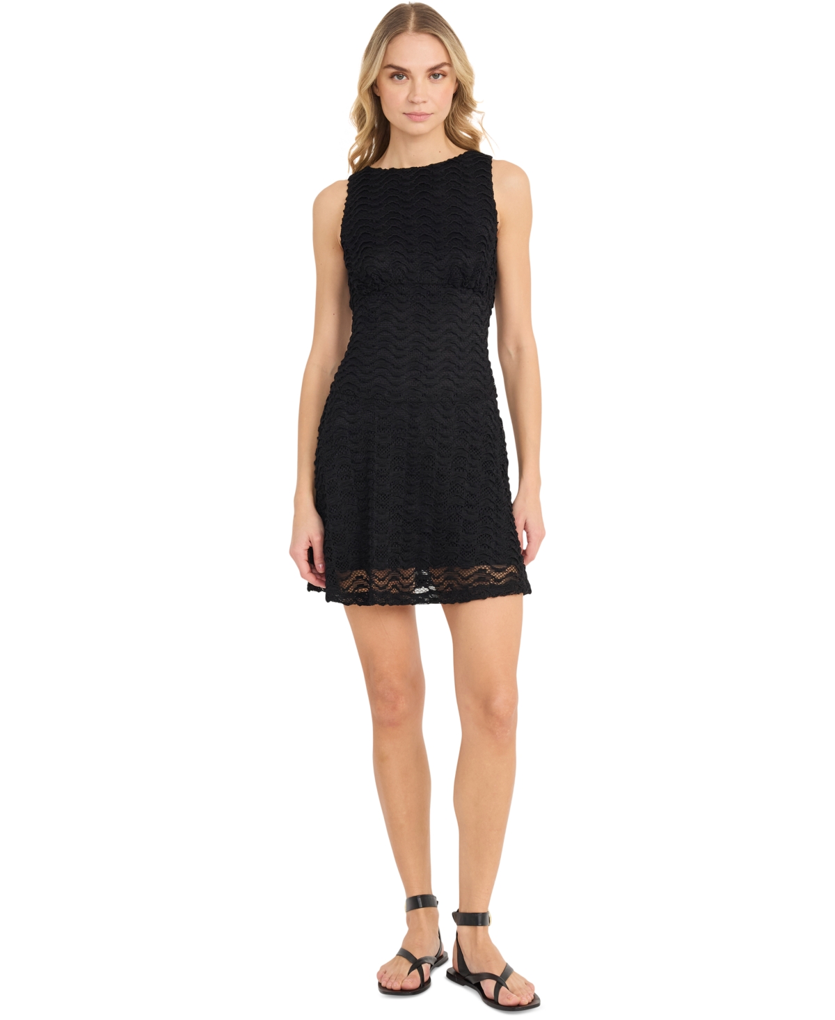 The Good Journey Textured Fit & Flare Dress In Black