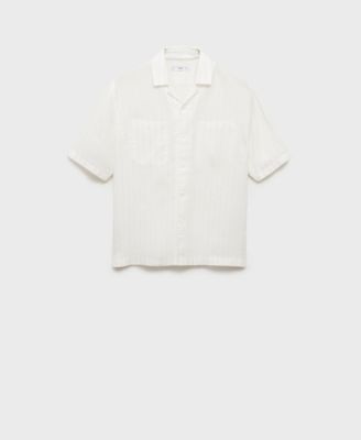 MANGO Men's Linen Pinstripes Shirt