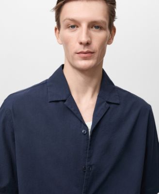 Men's Textured Bowling Collar Shirt