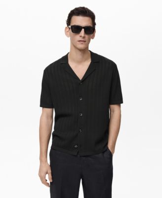 MANGO - Men's Pointelle Detail Knitted Shirt