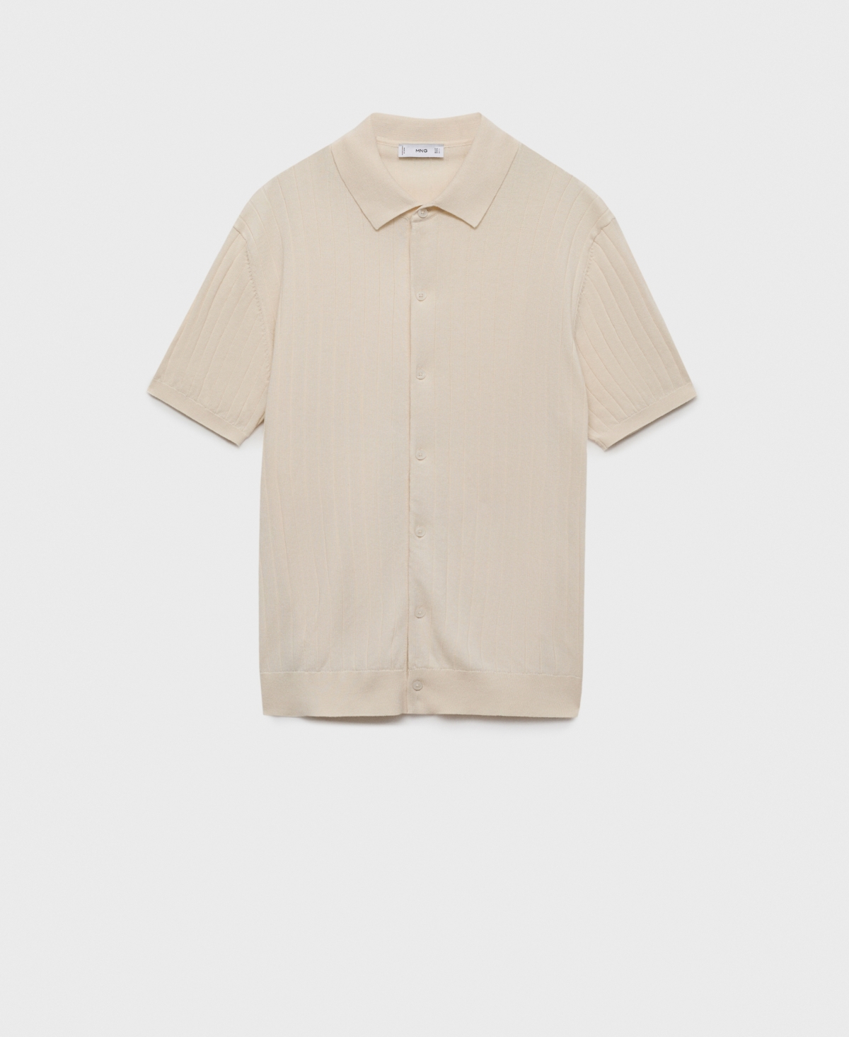 Mango Stripe Structured Short Sleeve Button-up Shirt In Ivory White