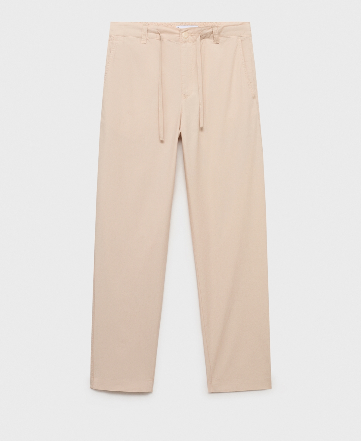Mango Drawstring Straight Leg Poplin Pants In Neutral