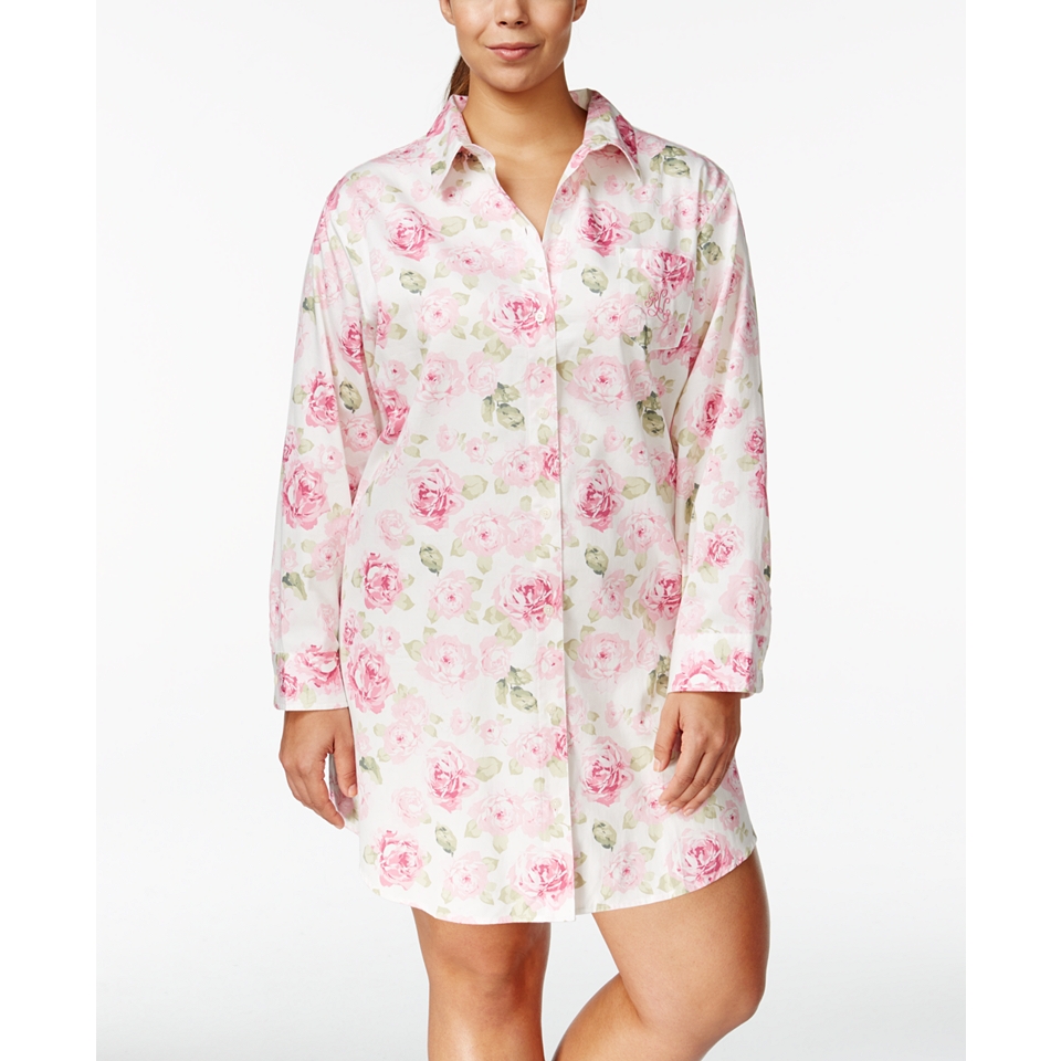 Lauren Ralph Lauren Plus Size Rose Print Sleepshirt   Bras, Panties