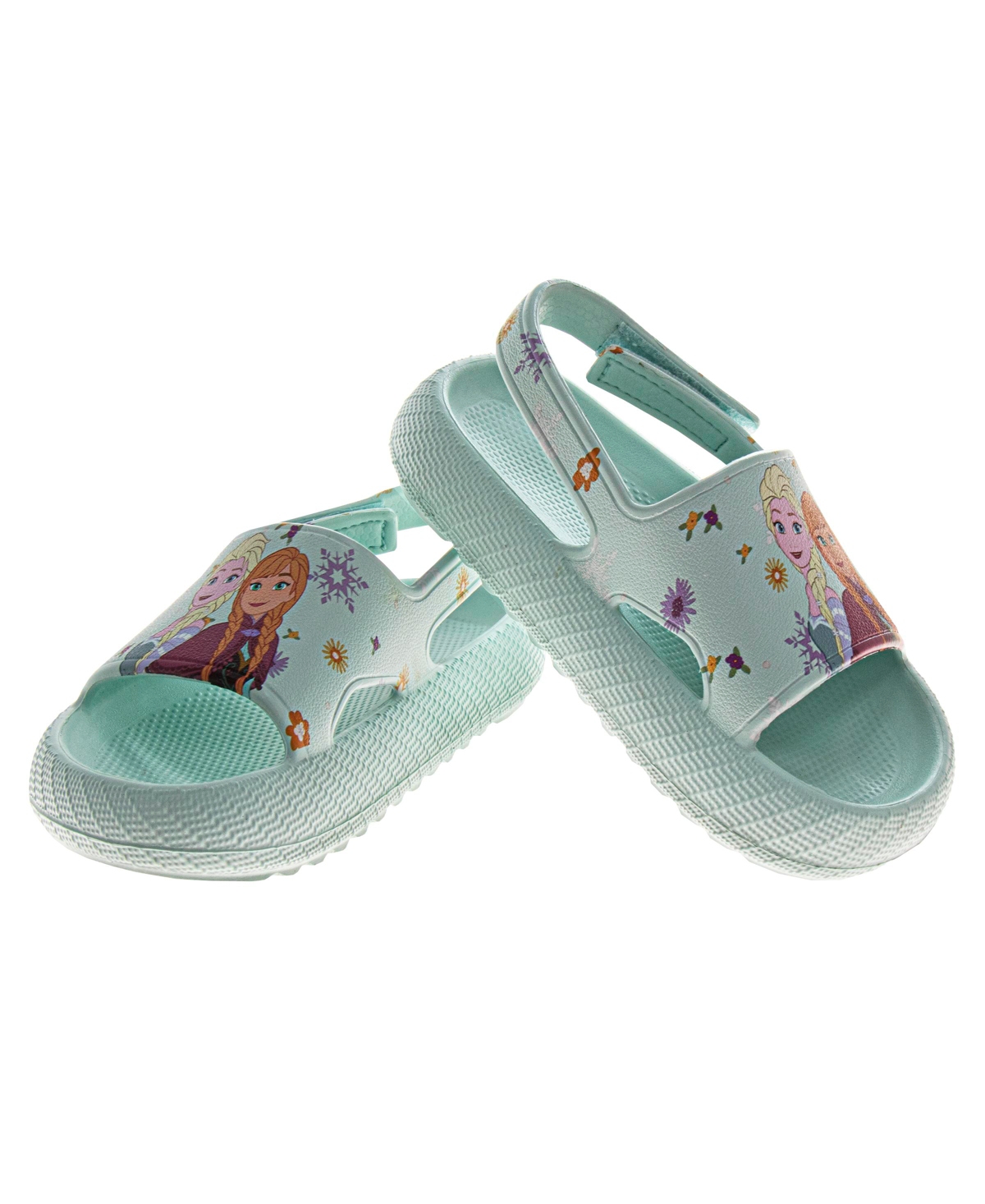 Disney Toddler Girls Frozen Anna And Elsa Hook And Loop Backstrap Slides In Blue