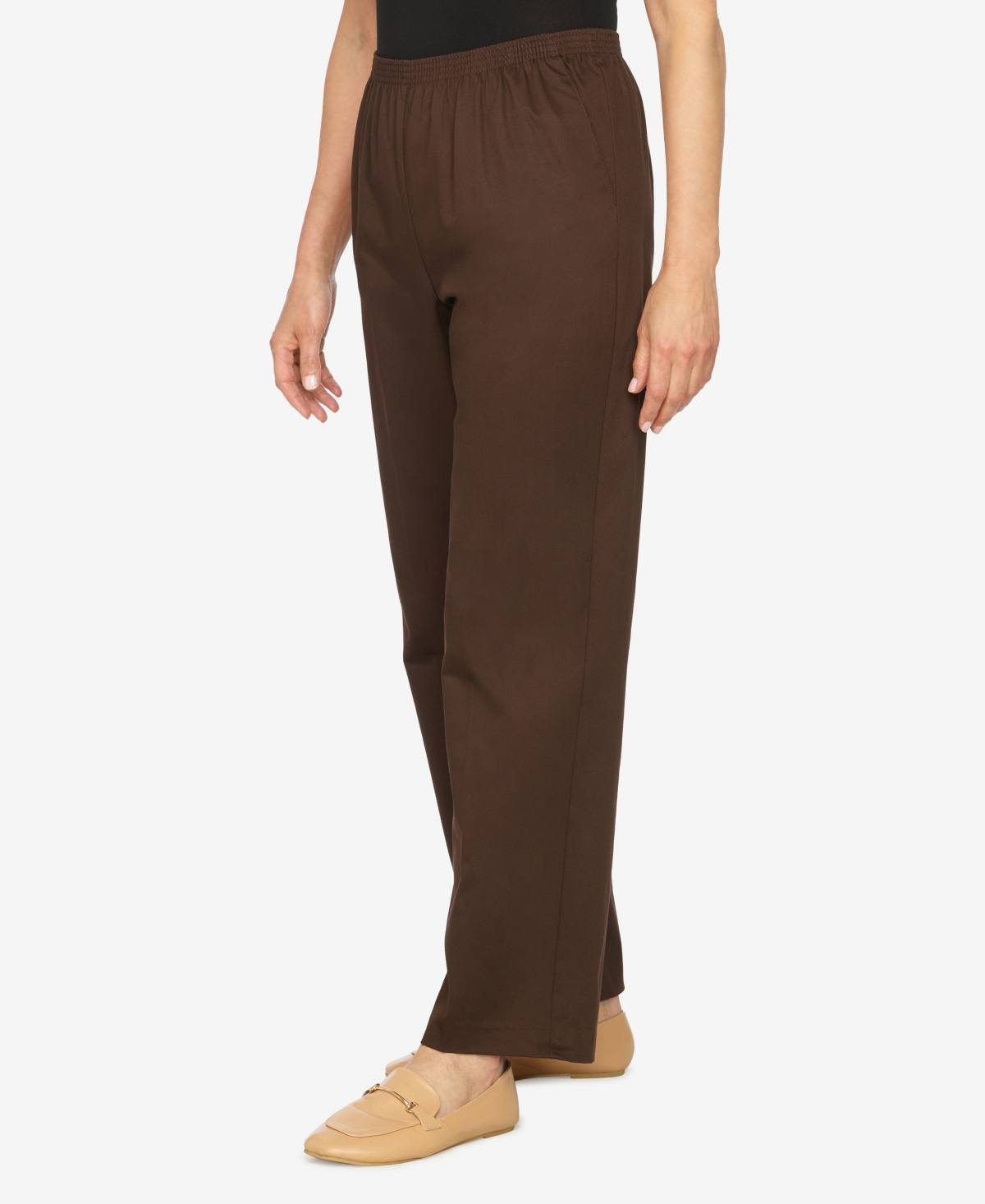 Alfred Dunner Petite Mid-rise Casual Pants In Brown