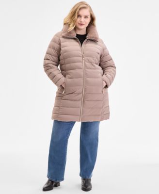 Plus Size Faux-Fur-Trim Hooded Puffer Coat