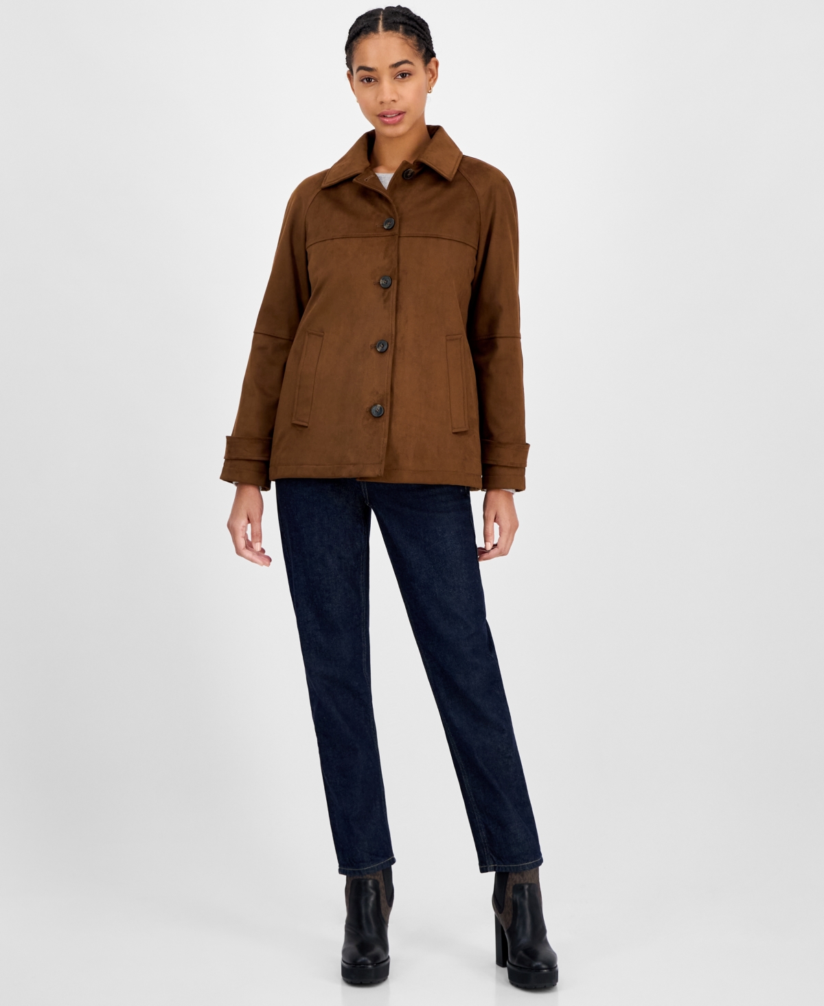 Michael Kors Michael  Women's Faux-suede Jacket In Brown