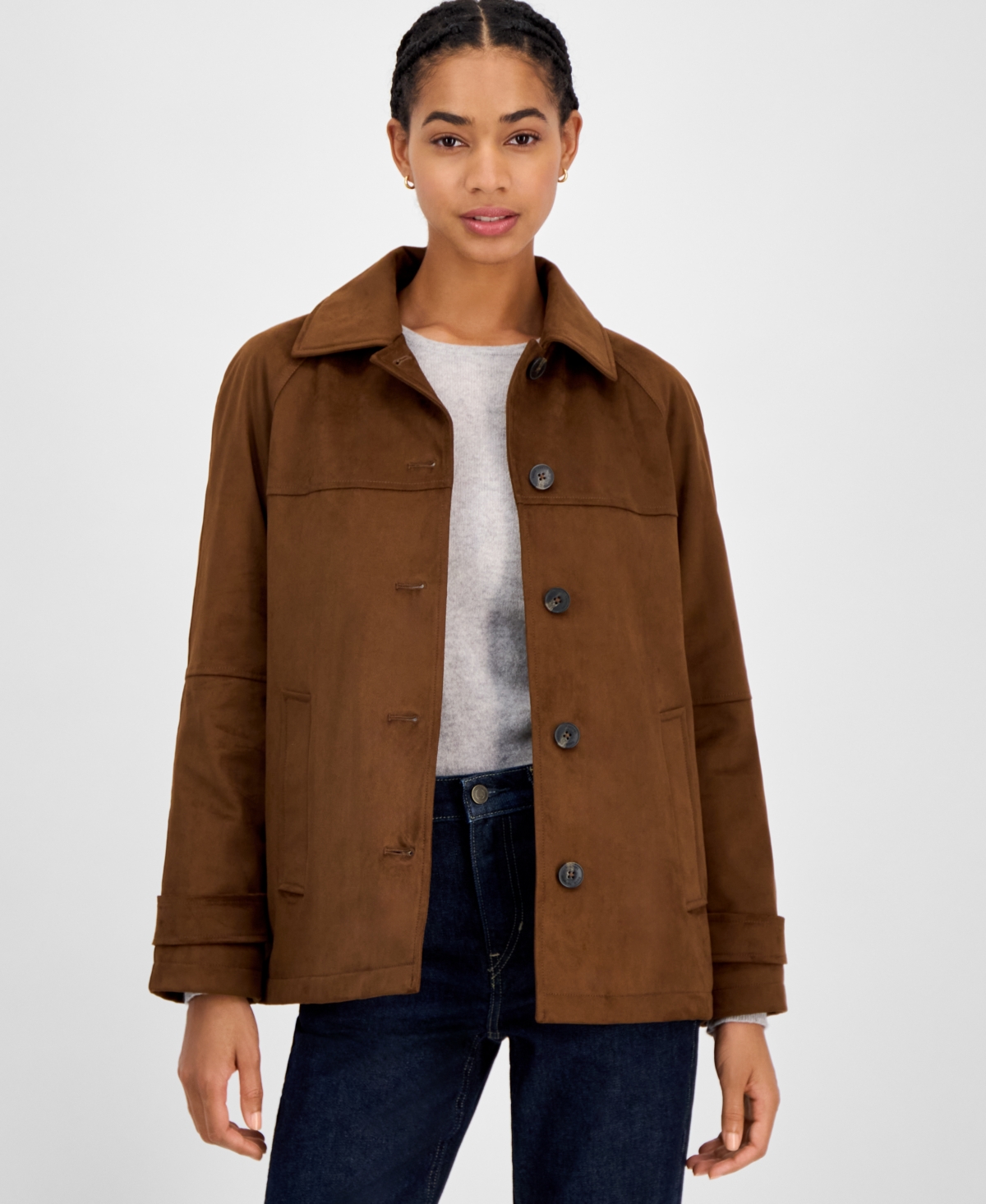 Michael Kors Michael  Women's Faux-suede Jacket In Brown