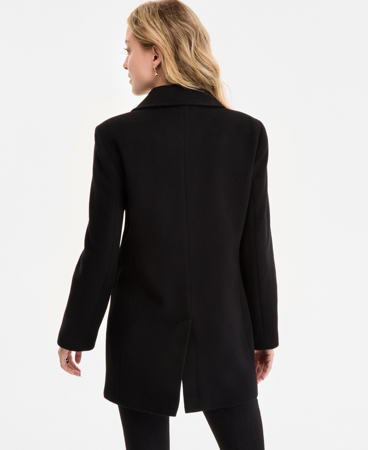 Michael Kors Michael  Women's Collared Button-front Coat In Black