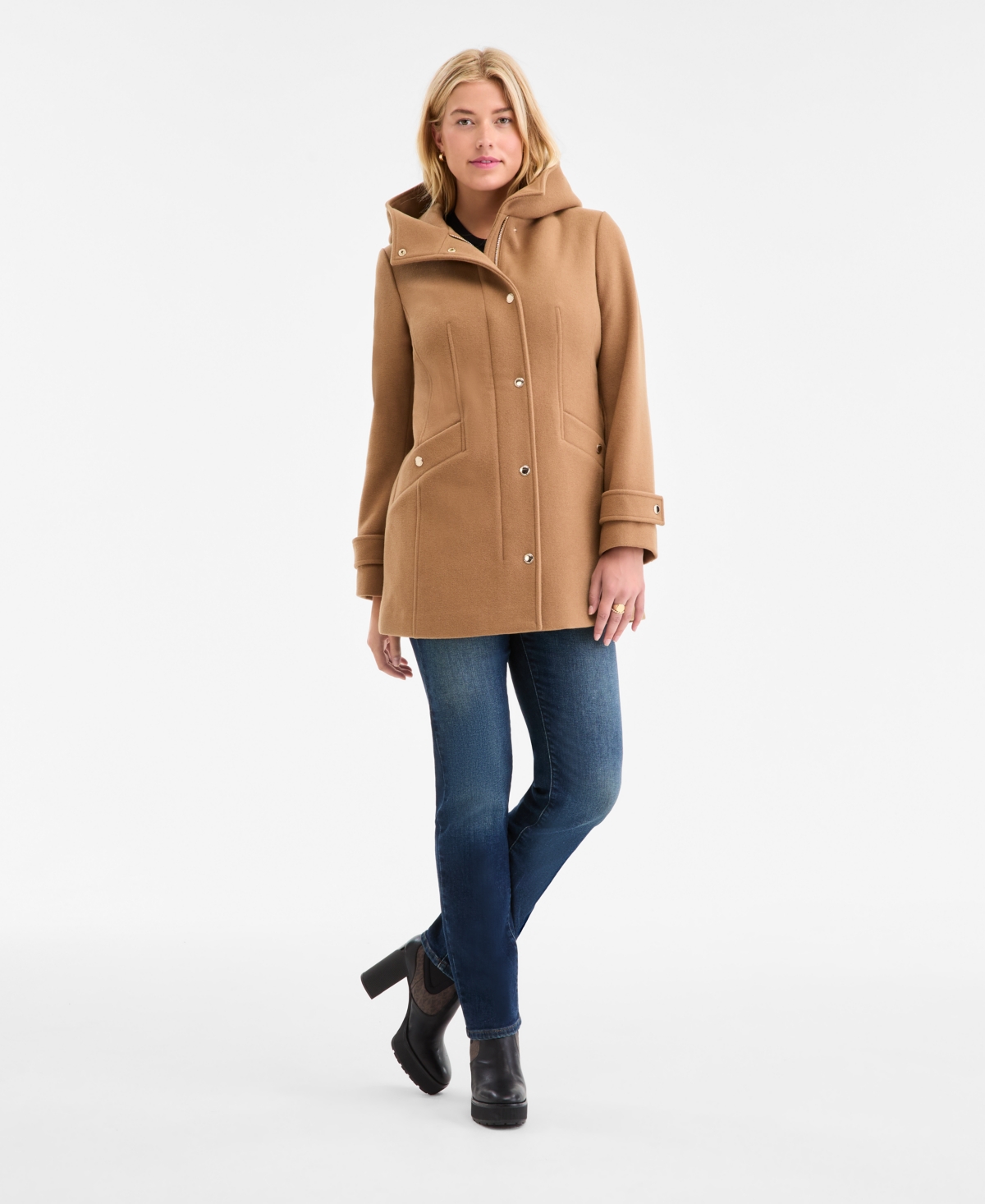 Michael Kors Michael  Women's Hooded Button-front Coat, Exclusively At Macy's In Brown