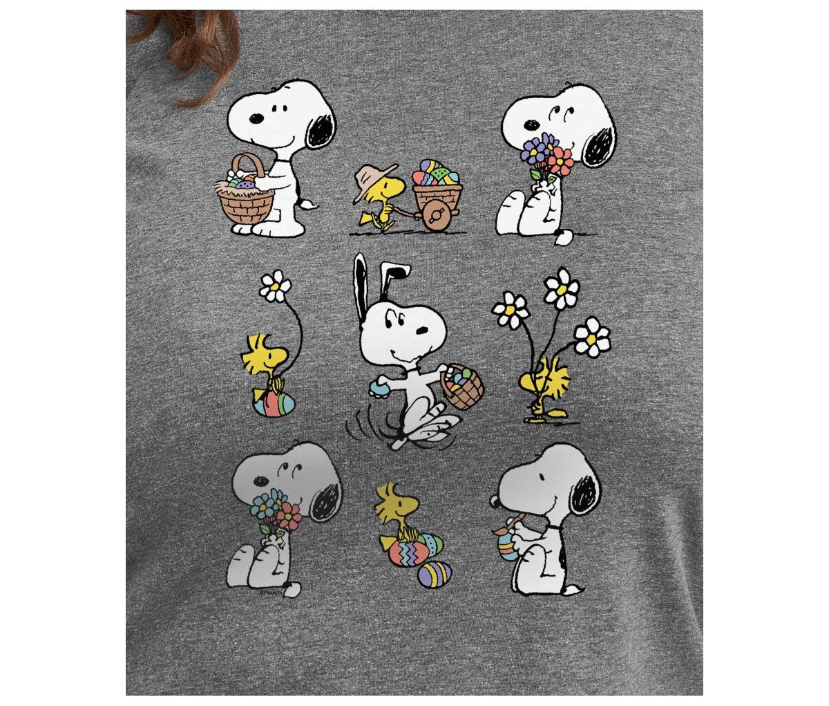 Hybrid Apparel Plus Size Snoopy Easter Graphic T-shirt In Grey