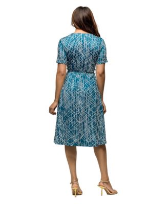 Women's Short Sleeve Tie Waist Midi Dress